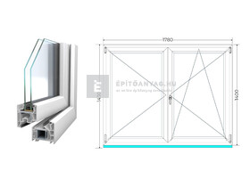 Königablak Veka 76 MD 2r üv NY-BNY 180x145 cm jobb fehér kétszárnyú váltószárnyas ablak Königablak Veka 76 MD 2r üv NY-BNY 180x145 cm jobb fehér kétszárnyú váltószárnyas ablak
