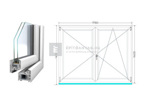 Königablak Veka 76 MD 2r üv NY-BNY 180x145 cm jobb fehér kétszárnyú váltószárnyas ablak