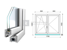 Königablak Veka 76 MD 2r üv NY-BNY 180x150 cm bal fehér kétszárnyú váltószárnyas ablak