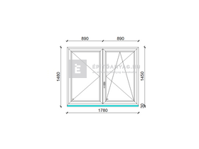 Königablak Veka 76 MD 2r üv NY-BNY 180x150 cm jobb fehér kétszárnyú váltószárnyas ablak Königablak Veka 76 MD 2r üv NY-BNY 180x150 cm jobb fehér kétszárnyú váltószárnyas ablak
