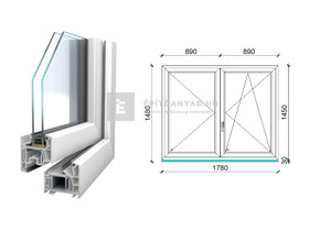 Königablak Veka 76 MD 2r üv NY-BNY 180x150 cm jobb fehér kétszárnyú váltószárnyas ablak