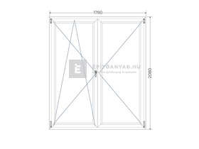 Königablak Veka 76 MD 2r üv NY-BNY 180x210 cm bal fehér kétszárnyú váltószárnyas erkélyajtó