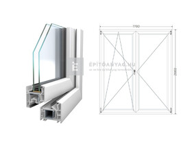 Königablak Veka 76 MD 2r üv NY-BNY 180x210 cm bal fehér kétszárnyú váltószárnyas erkélyajtó