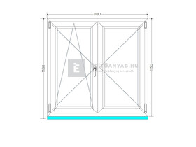 Königablak Veka 76 MD 3r üv NY-BNY 120x120 cm bal fehér kétszárnyú váltószárnyas ablak