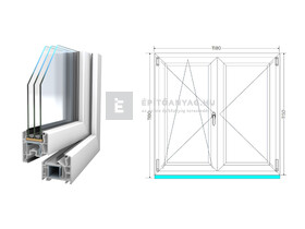 Königablak Veka 76 MD 3r üv NY-BNY 120x120 cm bal fehér kétszárnyú váltószárnyas ablak