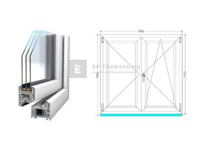 Königablak Veka 76 MD 3r üv NY-BNY 120x120 cm jobb fehér kétszárnyú váltószárnyas ablak