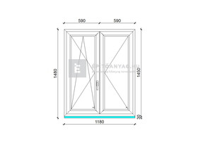 Königablak Veka 76 MD 3r üv NY-BNY 120x150 cm bal fehér kétszárnyú váltószárnyas ablak