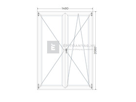 Königablak Veka 76 MD 3r üv NY-BNY 150x210 cm jobb fehér kétszárnyú váltószárnyas erkélyajtó Königablak Veka 76 MD 3r üv NY-BNY 150x210 cm jobb fehér kétszárnyú váltószárnyas erkélyajtó