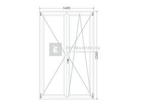 Königablak Veka 76 MD 3r üv NY-BNY 150x240 cm jobb fehér kétszárnyú váltószárnyas erkélyajtó