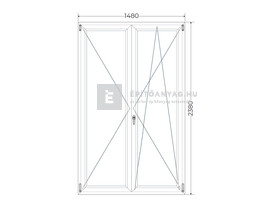 Königablak Veka 76 MD 3r üv NY-BNY 150x240 cm jobb fehér kétszárnyú váltószárnyas erkélyajtó Königablak Veka 76 MD 3r üv NY-BNY 150x240 cm jobb fehér kétszárnyú váltószárnyas erkélyajtó