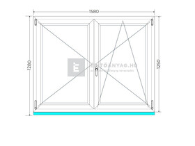 Königablak Veka 76 MD 3r üv NY-BNY 160x130 cm jobb fehér kétszárnyú váltószárnyas ablak