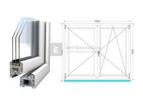 Königablak Veka 76 MD 3r üv NY-BNY 160x140 cm jobb fehér kétszárnyú váltószárnyas ablak