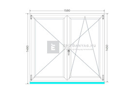 Königablak Veka 76 MD 3r üv NY-BNY 160x150 cm jobb fehér kétszárnyú váltószárnyas ablak