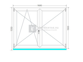 Königablak Veka 76 MD 3r üv NY-BNY 170x135 cm bal fehér kétszárnyú váltószárnyas ablak