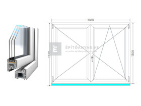 Königablak Veka 76 MD 3r üv NY-BNY 170x135 cm jobb fehér kétszárnyú váltószárnyas ablak