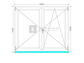 Königablak Veka 76 MD 3r üv NY-BNY 170x145 cm jobb fehér kétszárnyú váltószárnyas ablak Königablak Veka 76 MD 3r üv NY-BNY 170x145 cm jobb fehér kétszárnyú váltószárnyas ablak