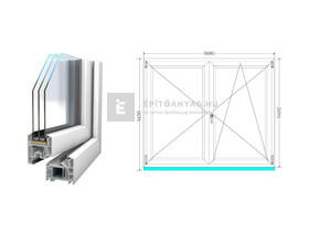 Königablak Veka 76 MD 3r üv NY-BNY 170x145 cm jobb fehér kétszárnyú váltószárnyas ablak Königablak Veka 76 MD 3r üv NY-BNY 170x145 cm jobb fehér kétszárnyú váltószárnyas ablak