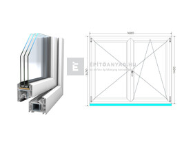 Königablak Veka 76 MD 3r üv NY-BNY 170x145 cm jobb fehér kétszárnyú váltószárnyas ablak