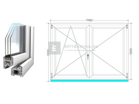 Königablak Veka 76 MD 3r üv NY-BNY 180x135 cm bal fehér kétszárnyú váltószárnyas ablak