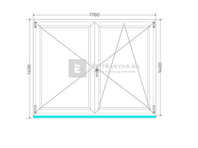 Königablak Veka 76 MD 3r üv NY-BNY 180x145 cm jobb fehér kétszárnyú váltószárnyas ablak Königablak Veka 76 MD 3r üv NY-BNY 180x145 cm jobb fehér kétszárnyú váltószárnyas ablak