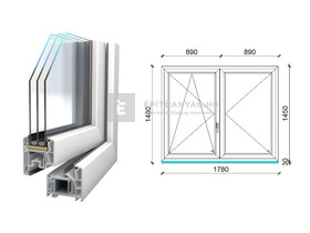 Königablak Veka 76 MD 3r üv NY-BNY 180x150 cm bal fehér kétszárnyú váltószárnyas ablak Königablak Veka 76 MD 3r üv NY-BNY 180x150 cm bal fehér kétszárnyú váltószárnyas ablak