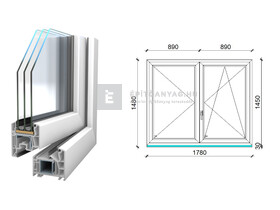 Königablak Veka 76 MD 3r üv NY-BNY 180x150 cm jobb fehér kétszárnyú váltószárnyas ablak