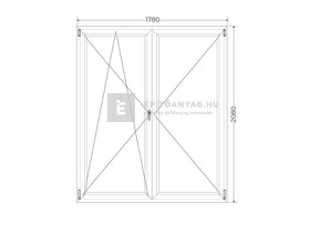 Königablak Veka 76 MD 3r üv NY-BNY 180x210 cm bal fehér kétszárnyú váltószárnyas erkélyajtó Königablak Veka 76 MD 3r üv NY-BNY 180x210 cm bal fehér kétszárnyú váltószárnyas erkélyajtó