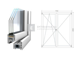 Königablak Veka 76 MD 3r üv NY-BNY 180x210 cm bal fehér kétszárnyú váltószárnyas erkélyajtó Königablak Veka 76 MD 3r üv NY-BNY 180x210 cm bal fehér kétszárnyú váltószárnyas erkélyajtó