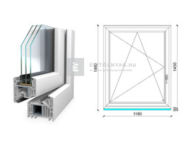 Königablak Veka 82 MD 3r üv BNY 120x150 cm bal fehér ablak Königablak Veka 82 MD 3r üv BNY 120x150 cm bal fehér ablak