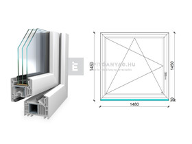 Königablak Veka 82 MD 3r üv BNY 150x150 cm bal fehér ablak Königablak Veka 82 MD 3r üv BNY 150x150 cm bal fehér ablak