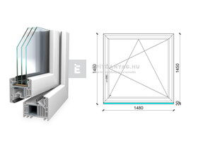Königablak Veka 82 MD 3r üv BNY 150x150 cm jobb fehér ablak Königablak Veka 82 MD 3r üv BNY 150x150 cm jobb fehér ablak