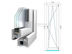 Königablak Veka 82 MD 3r üv BNY 60x210 cm jobb fehér ablak