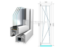 Königablak Veka 82 MD 3r üv BNY 60x210 cm bal fehér ablak