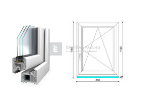 Königablak Veka 82 MD 3r üv BNY 90x120 cm jobb fehér ablak