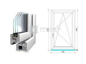 Königablak Veka 82 MD 3r üv BNY 90x150 cm jobb fehér ablak Königablak Veka 82 MD 3r üv BNY 90x150 cm jobb fehér ablak