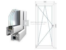 Königablak Veka 82 MD 3r üv BNY 90x210 cm bal fehér erkélyajtó Königablak Veka 82 MD 3r üv BNY 90x210 cm bal fehér erkélyajtó