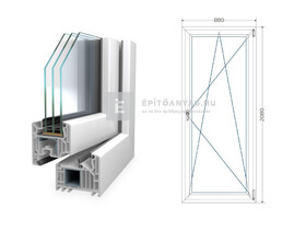 Königablak Veka 82 MD 3r üv BNY 90x210 cm jobb fehér erkélyajtó