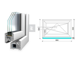 Königablak Veka 82 MD 3r üv BNY 90x60 cm jobb fehér ablak