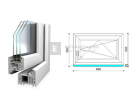 Königablak Veka 82 MD 3r üv BNY 90x60 cm jobb fehér ablak Königablak Veka 82 MD 3r üv BNY 90x60 cm jobb fehér ablak