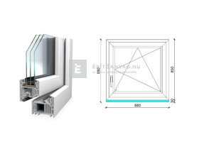 Königablak Veka 82 MD 3r üv BNY 90x90 cm jobb fehér ablak