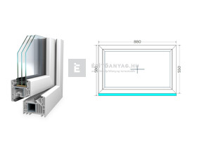 90x60 cm, fix, fehér, háromrétegű üvegezésű Königablak Veka 82 MD műanyag ablak