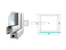 Königablak Veka 82 MD 3r üv FIX 90x90 cm fehér ablak