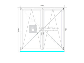 Königablak Veka 82 MD 3r üv BNY-BNY 120x120 cm fehér kétszárnyú tokosztott ablak