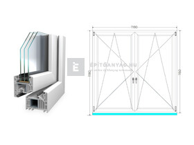 Königablak Veka 82 MD 3r üv BNY-BNY 120x120 cm fehér kétszárnyú tokosztott ablak