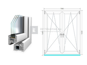 Königablak Veka 82 MD 3r üv BNY-BNY 120x150 cm fehér kétszárnyú tokosztott ablak