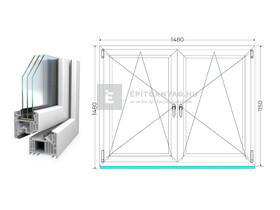 Königablak Veka 82 MD 3r üv BNY-BNY 150x120 cm fehér kétszárnyú tokosztott ablak