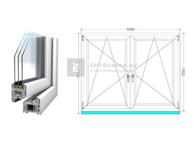 Königablak Veka 82 MD 3r üv BNY-BNY 160x130 cm fehér kétszárnyú tokosztott ablak