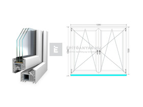 Königablak Veka 82 MD 3r üv BNY-BNY 160x140 cm fehér kétszárnyú tokosztott ablak Königablak Veka 82 MD 3r üv BNY-BNY 160x140 cm fehér kétszárnyú tokosztott ablak