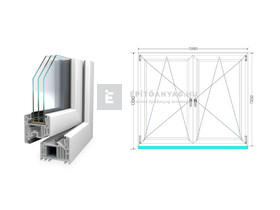 Königablak Veka 82 MD 3r üv BNY-BNY 160x140 cm fehér kétszárnyú tokosztott ablak
