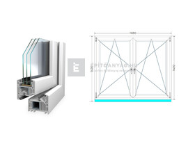 Königablak Veka 82 MD 3r üv BNY-BNY 170x145 cm fehér kétszárnyú tokosztott ablak